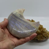 Moonstone Crescent Large Moon Carving – Crystal for Intuition, Healing & Lunar Energy