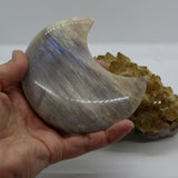 Moonstone Crescent Large Moon Carving – Crystal for Intuition, Healing & Lunar Energy