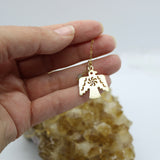 Thunderbird Pendant + Labradorite Bead Droplet 14K Gold Necklace
