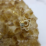Blooming Lotus Flower 14KGold Necklace + Aquamarine Bead Droplet