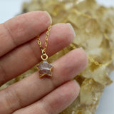 Strawberry Quartz Wish Upon a Star Pendant 14K Gold Necklace - Wish Upon a Star Necklaces | Celestial Jewelry for Manifestation & Dreams