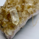 Citrine Crystal Point Pendant 14K Gold Necklace