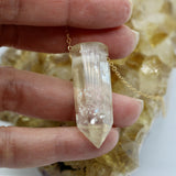 Citrine Crystal Point Pendant 14K Gold Necklace