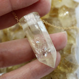 Citrine Crystal Point Pendant 14K Gold Necklace