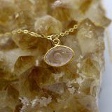 Pale Pink Rose Quartz Evil Eye 14K Gold Necklace