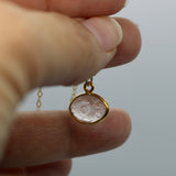 Pale Pink Rose Quartz Evil Eye 14K Gold Necklace