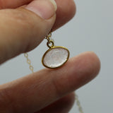 Pale Pink Rose Quartz Evil Eye 14K Gold Necklace