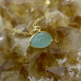 Aqua Chalcedony Evil Eye 14K Gold Necklace