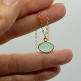 Aqua Chalcedony Evil Eye 14K Gold Necklace