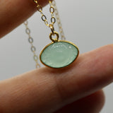 Aqua Chalcedony Evil Eye 14K Gold Necklace