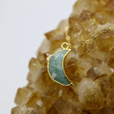Amazonite Mini Moon 14K Gold Necklace
