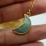 Amazonite Mini Moon 14K Gold Necklace