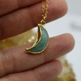 Amazonite Mini Moon 14K Gold Necklace