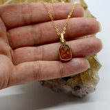 Carnelian Droplet Pendant 14K Gold Necklace