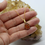 Carnelian Droplet Pendant 14K Gold Necklace