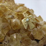 Thunderbird Pendant + Aquamarine Bead Droplet 14K Gold Necklace