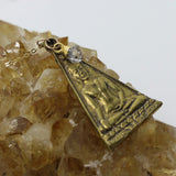 Triangular Sitting Buddha + Droplet Gemstone 14K Gold Beaded Necklace