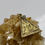 Triangular Sitting Buddha + Droplet Gemstone 14K Gold Beaded Necklace