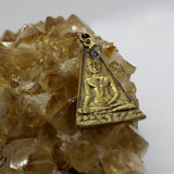 Triangular Sitting Buddha + Droplet Gemstone 14K Gold Beaded Necklace