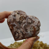 Crystals ~ Pink Amethyst + Pink Flower Agate Heart 114 grams