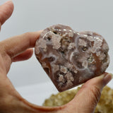 Crystals ~ Pink Amethyst + Pink Flower Agate Heart 114 grams