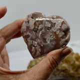 Crystals ~ Pink Amethyst + Pink Flower Agate Heart 114 grams