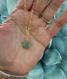 Aqua Chalcedony Wish Upon a Star Pendant 14K Gold Necklace - Wish Upon a Star Pendant Necklaces | Meaningful & Inspirational Jewelry