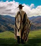 Mexican Blanket 100% Wool in Black + Cream + Grey