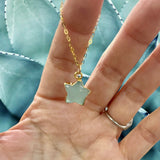 Aqua Chalcedony Wish Upon a Star Pendant 14K Gold Necklace - Wish Upon a Star Pendant Necklaces | Meaningful & Inspirational Jewelry