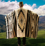 Mexican Blanket 100% Wool in Black + Cream + Grey
