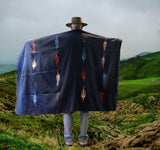 Navy Thunderbird Mexican Blanket