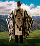 Mexican Blanket 100% Wool in Black + Cream + Grey