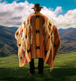 Mexican Blanket 100% Wool in Mustard + Brown + Gold