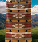 Mexican Blanket 100% Wool in Mustard + Brown + Gold