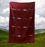 Wine Thunderbird Mexican Blanket