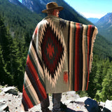 Sage Thick Mexican Blanket Aztec Diamond Design