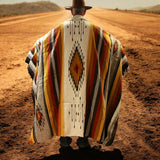 Mexican Blanket XL 100% Wool in Rust + Mustard+ Cream