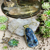 Beaded Chain ~ Goddess Quan Yin Labradorite Pendant + Labradorite Beaded Chain - Pre Order Only!