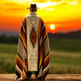 Mexican Blanket XL 100% Wool in Rust + Mustard+ Cream