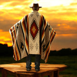 Mexican Blanket 100% Wool in Rust + Mustard+ Cream