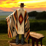 Mexican Blanket 100% Wool in Rust + Mustard+ Cream