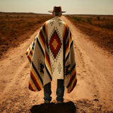 Mexican Blanket 100% Wool in Rust + Mustard+ Cream