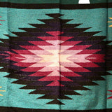 Teal Thick Mexican Blanket Aztec Diamond Design
