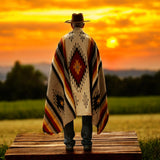 Mexican Blanket 100% Wool in Rust + Mustard+ Cream