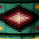 Teal Thick Mexican Blanket Aztec Diamond Design