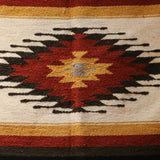 Mexican Blanket 100% Wool in Rust + Mustard+ Cream