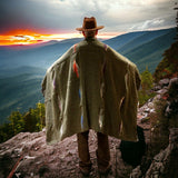 Olive Green Thunderbird Mexican Blanket