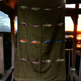 Olive Green Thunderbird Mexican Blanket