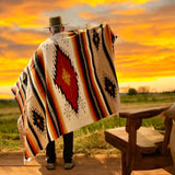 Mustard & Rust & Cream Mexican Blanket Custom Aztec Diamond Design