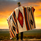 Mustard & Rust & Cream Mexican Blanket Custom Aztec Diamond Design